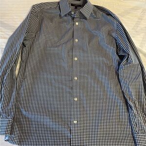 Banana Republic Dress Shirt Mens Large Blue/White Geometric Non Iron Grant Fit